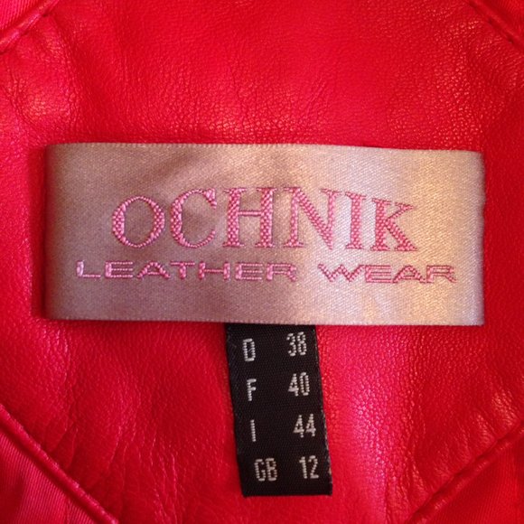 Vintage Mid-Length Genuine Leather Red Coat - Picture 7 of 10